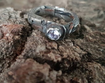 Rustikaler Ring aus Sterling Silber mit Aquamarin