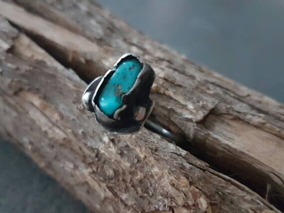 Handmade Kingman Turquoise Ring, Sterling Silver, Size 8