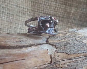 Primitive Ring / Edgy / Rustic / Sterling Silver Ring / One Of A Kind / Metal Smith / Sculpture Ring / Artisan / Primitive Jewelry