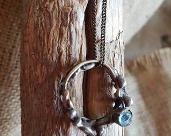 Akuamarine Pendant Ring / Handmade / Metal Work / Birthstone / One Of A Kind / Unique / Gift Idea / Primitive Jewelry