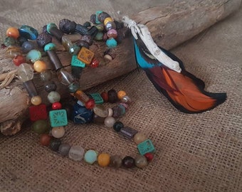 Shaman Necklace / Handmade / Rustic / Wacca / Raw Stone / Organic / Unique Jewelry