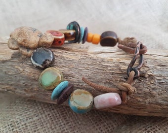 Lucky Turtle Bracelet / Ceramic Bracelet / Handmade / Rustic / Luck /  Copper / One Of A Kind / Unique /  Gift Idea  / Unique Jewelry