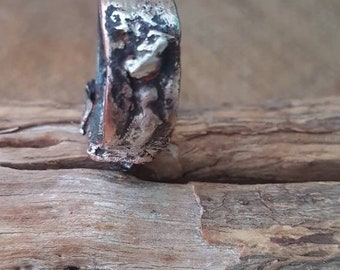 Herkimer Ring / Unique /Silver - Copper / Handmade / Metal Smith/ Edgy / Primitive Jewelry / Raw Jewelry