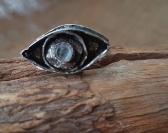 Evil Eyes with Aquamarine / Handmade / Magic Ring / Sterling Silver / One Of A Kind / Unique / Eco-Friendly  / Metal.Smith / Unique Jewelry