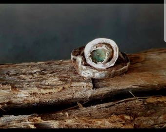 Skulpturaler Zirkon Ring, Sterling Silber, Größe 7