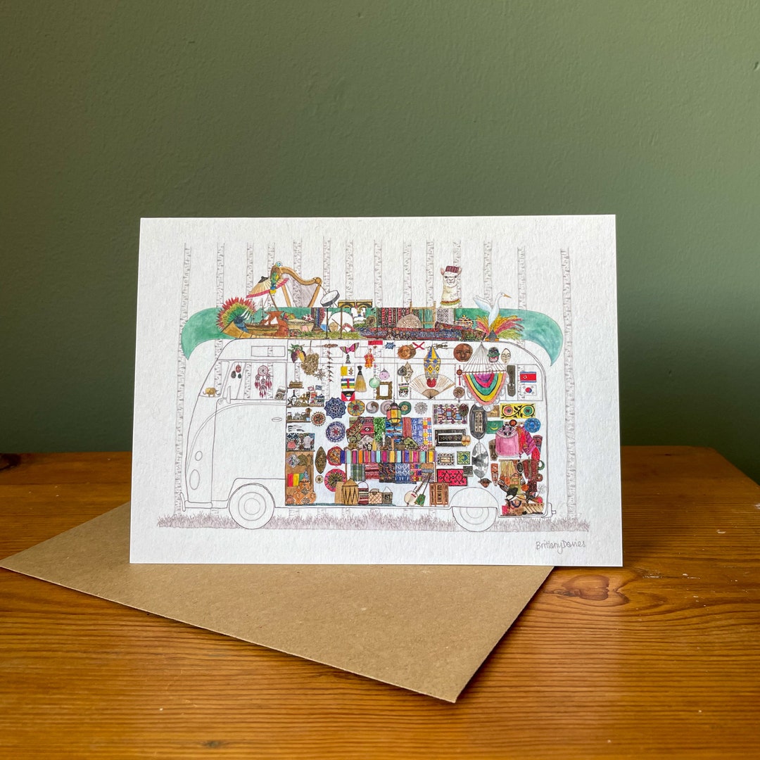 Campervan Card // Watercolour // Hand-drawn // Traveller // RV ...