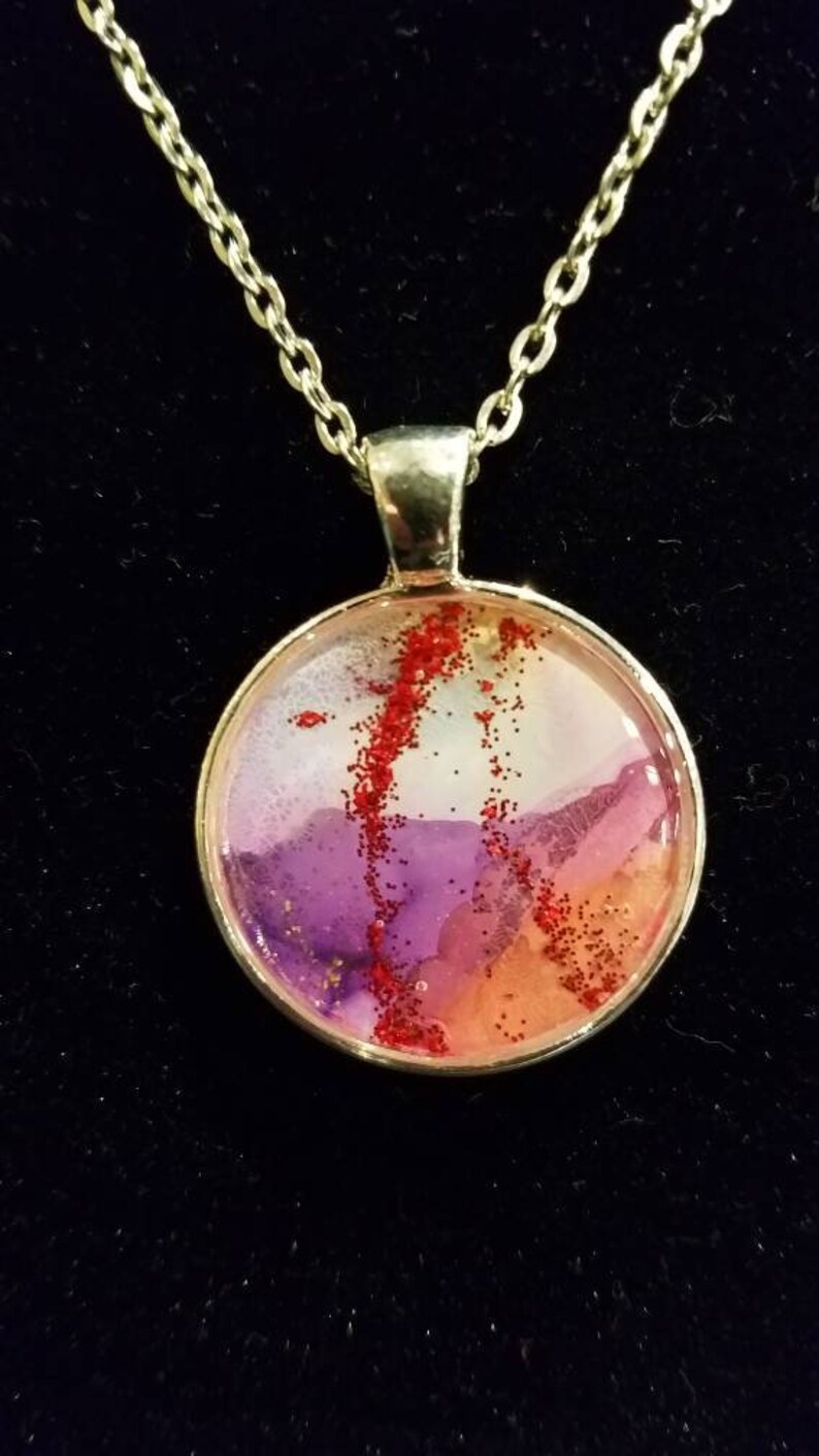 Alcohol ink necklace Etsy