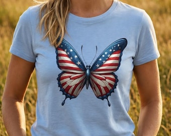 Butterfly 3-D T-shirt gift for mom, Memorial Day, Fourth of July, Independence Day gift
