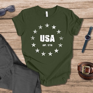 USA Stars T-shirt USA Flag T-shirt, America Shirt, 4th of July Shirt, American Flag Shirt, Camping USA Flag Shirt, July 4th