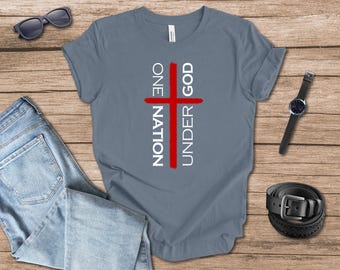 One Nation Under God Cross T-shirt gift for Christian man or woman, biblical tshirt, cross tshirt, Jesus apparel gift