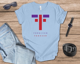 Forgiven Forever T-shirt gift for Christian man or woman, biblical tshirt, cross tshirt, Jesus apparel gift