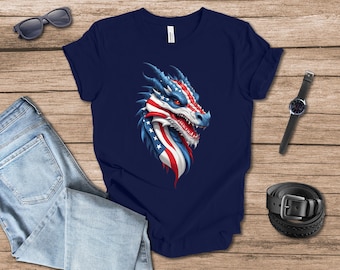 Patriotic Dragon T-shirt gift for dad, Memorial Day, Fourth of July, Independence Day gift