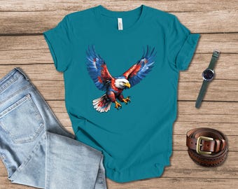 Painterly American Eagle T-shirt gift for dad, memorial day, fourth of july gift