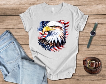 American Eagle and Flag T-shirt gift for dad, Memorial Day, Fourth of July gift