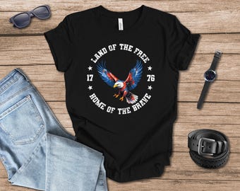Land of the Free Home of the Brave T-shirt gift for dad, Memorial Day, Fourth of July, Independence Day gift
