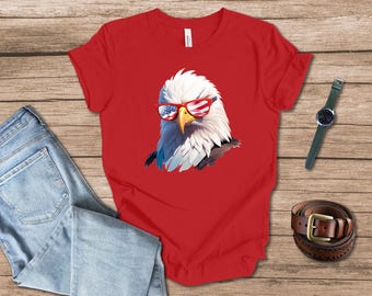 American Eagle in Sunglasses T-shirt gift for dad, memorial day, fourth of july gift