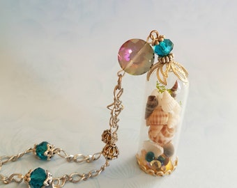 Mermaid's Treasure Terrarium Pendant Necklace