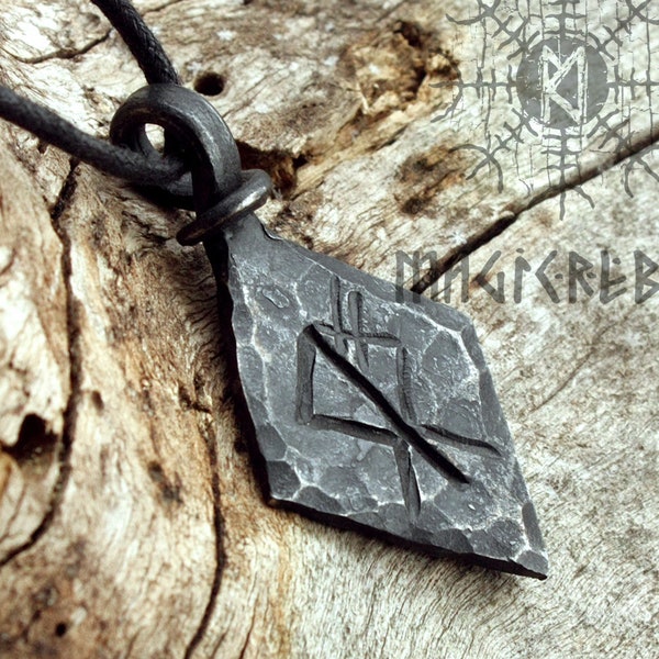 Rune de loup, pendentif en fer forgé, pendentif loup, rune Fenrir, amulette viking, collier runique, collier talisman nordique