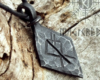 Wolf Rune, Forged Iron Pendant, Wolf Pendant, Fenrir Rune, Viking Amulet, Rune Necklace, Nordic Talisman Necklace