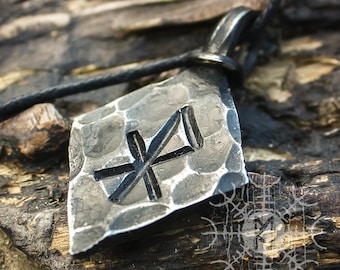 Love Rune, Forged Iron Pendant, Love Necklace, Viking Amulet, Rune Necklace, Nordic Talisman Necklace, Valentine's gift