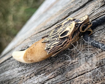 Wolf Fang, Wolf Tusk, Wolf Head, Viking Pendant, Pagan Pendant, Tribal Pendant, Nordic Medieval Bronze Amulet Necklace