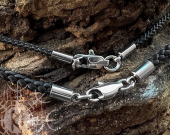 Black Dacron Polyester Cord Necklace with Stainless Steel Lobster Claw Clasp Connector
