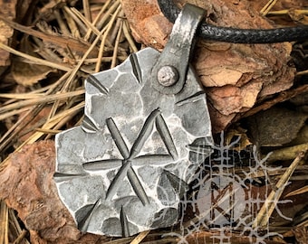 Love Rune, Forged Iron Love Rune, Pendant Viking Rune, Runic Amulet, Viking Rune, Nordic Pendant, Raw Rustic Pendant, Talisman Necklace