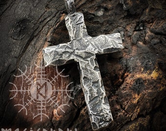 Silver Cross, Sterling Silver Crucifix, 925 Silver Pendant, Bronze Cross, Rustic Cross Necklace | Handmade by MagicRebel