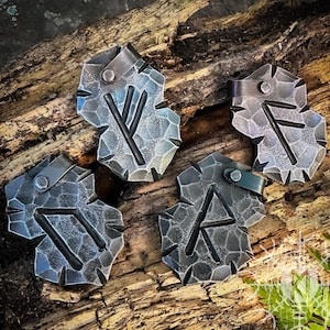 Forged Iron Runes Uruz Fehu Raido Ansuz Viking Amulet Runic Nordic Pendant Talisman Necklace