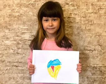 Ukraine Kids Art Drawing, Slava Ukraini, Love Ukraine, Support Ukraine, Digital JPEG file, Instant download, Wallpaper