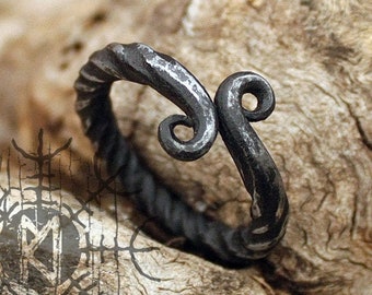 Forged Iron Handmade Viking Jormungandr Serpent Infinity Symbol Nordic Ring