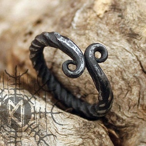 Forged Iron Handmade Viking Jormungandr Serpent Infinity Symbol Nordic Ring