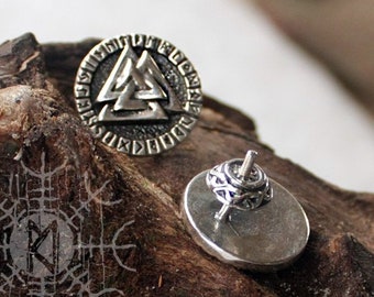 Sterling 925 Silver Valknut Futhark Runes Odin Nordic Amulet Earring