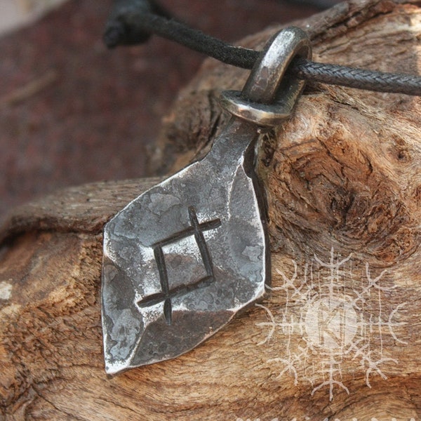 Forged Iron Inguz Ingwaz Yngvi Rune Viking Amulet Runic Nordic Pendant Talisman Necklace