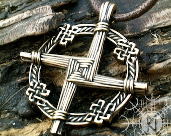 Brigid&#39;s Cross, Bronze Celtic Cross, Brighid’s Cross, St Brigit’s Cross, Irish Cross, Celtic Talisman Pendant, Celtic Necklace