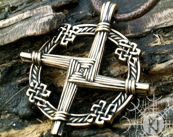 Brigid's Cross, Bronze Celtic Cross, Brighid’s Cross, St Brigit’s Cross, Irish Cross, Celtic Talisman Pendant, Celtic Necklace