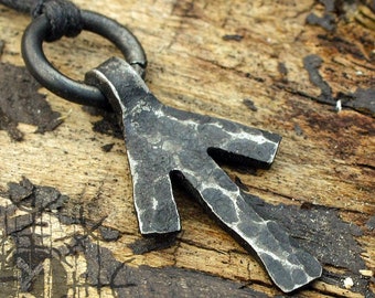 Forged Iron Tiwaz Tyr Tiw Rune Viking Amulet Runic Nordic Flat Pendant Talisman Necklace