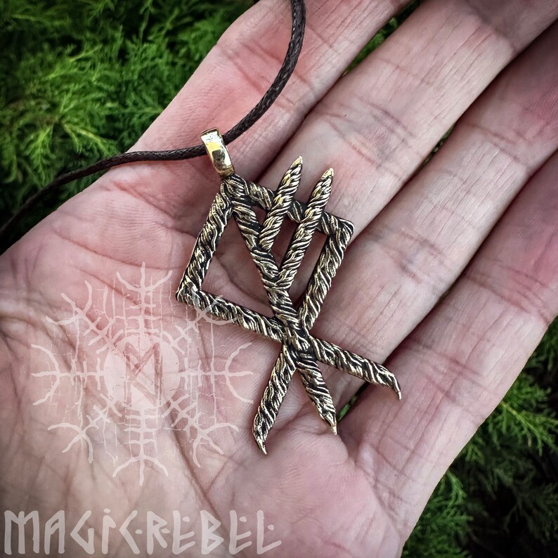 Wolf Rune, Bronze Fenrir Symbol, Viking Runic Stave, Nordic Jewelry ...
