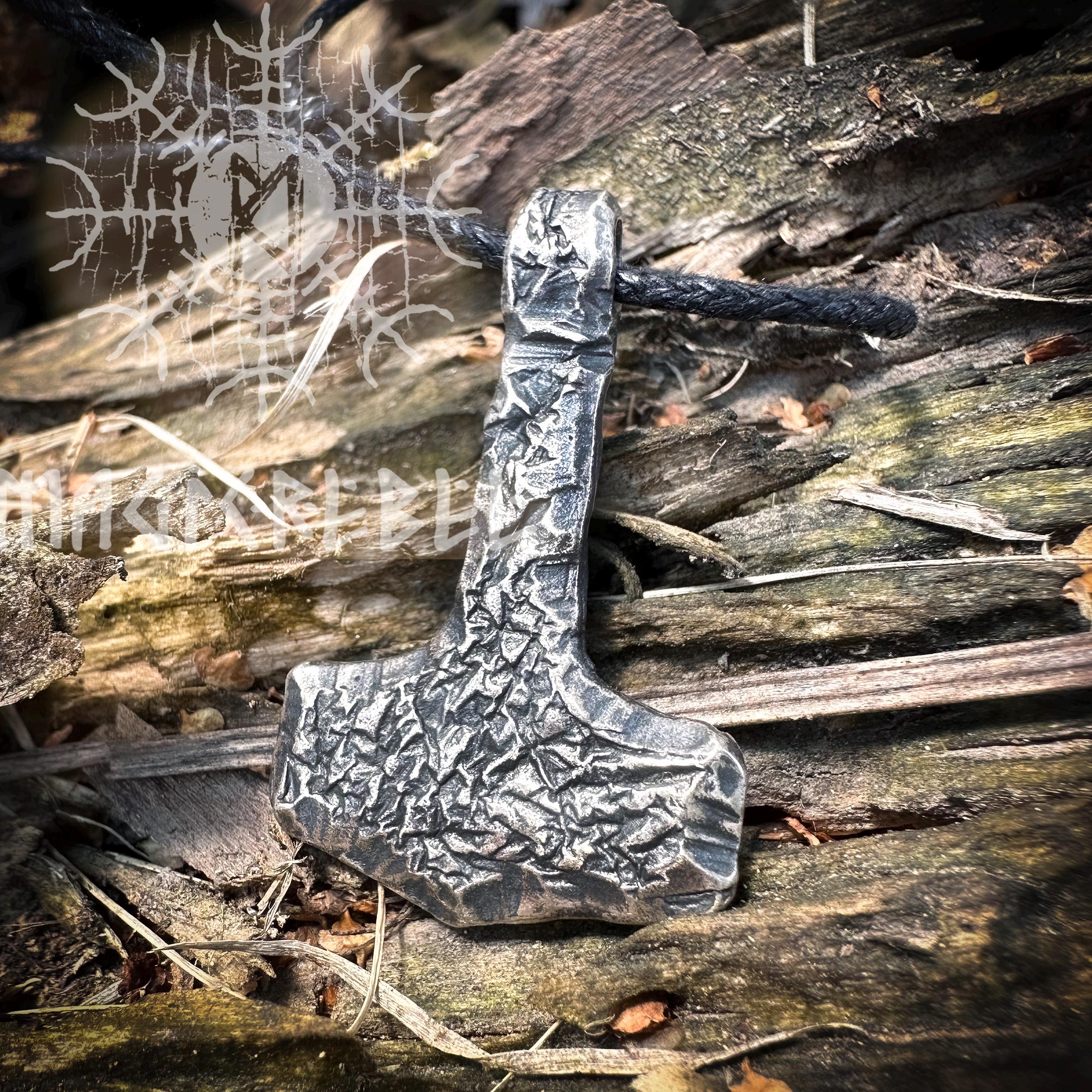 KINGWHYTE Collana con ciondolo a forma di martello di Thor, in argento Sterling 925, stile nordico, vintage, con runa vichinga Mjolnir Odino, gioiello di protezione, regalo per uomini e donne, 26,5 mm
