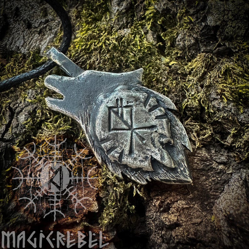 Wolf Guard Rune Silver Wolf Rune // Viking Pendant // Fenrir Bindrune Amulet // Runic ...