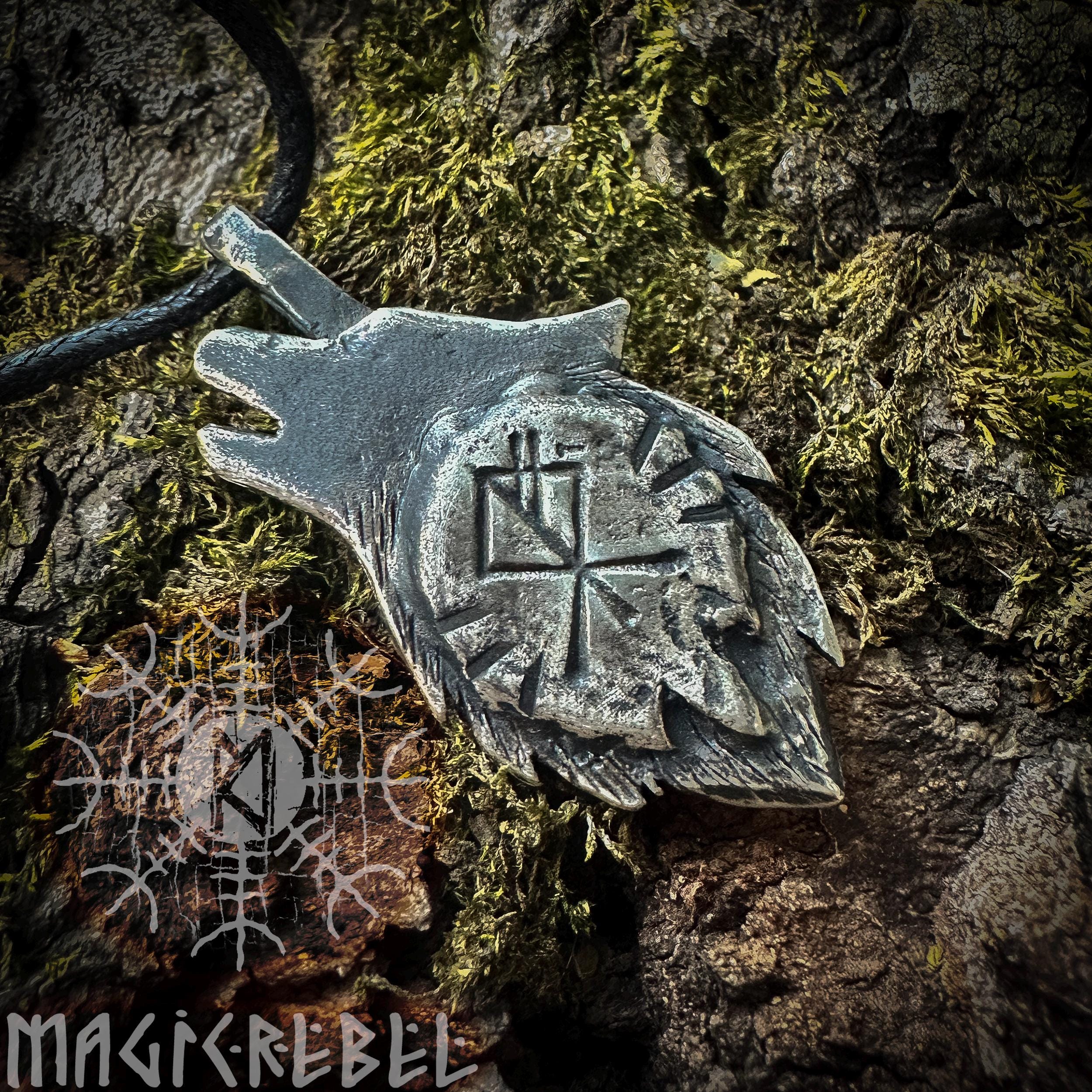 Vtt Rune Wolf Silver Wolf Rune Head Bindrune Viking Pendant Amulet Runic Nordic ...