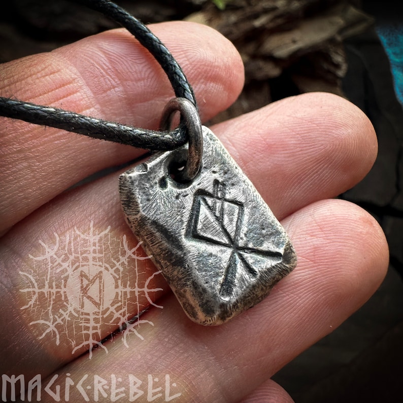 Wolf Rune Bind Wolf Rune Stone, Sterling Silver Fenrir Pendant, Bindrune Nordic ...