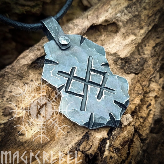 Amaxer Collana Simbolo Norreno Web Of Wyrd In Acciaio Inox - Runa Vichinga Donna