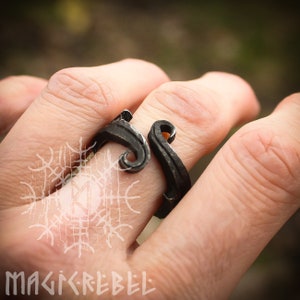 Forged Iron Ring, Viking Ring, Huginn Muninn Ravens, Jormungandr Ring, Serpent Ring, Infinity Symbol, Handmade Nordic Ring