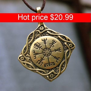 Vegvisir Viking Pendant Bronze Compass Icelandic Magic Stave Runic Nordic Necklace