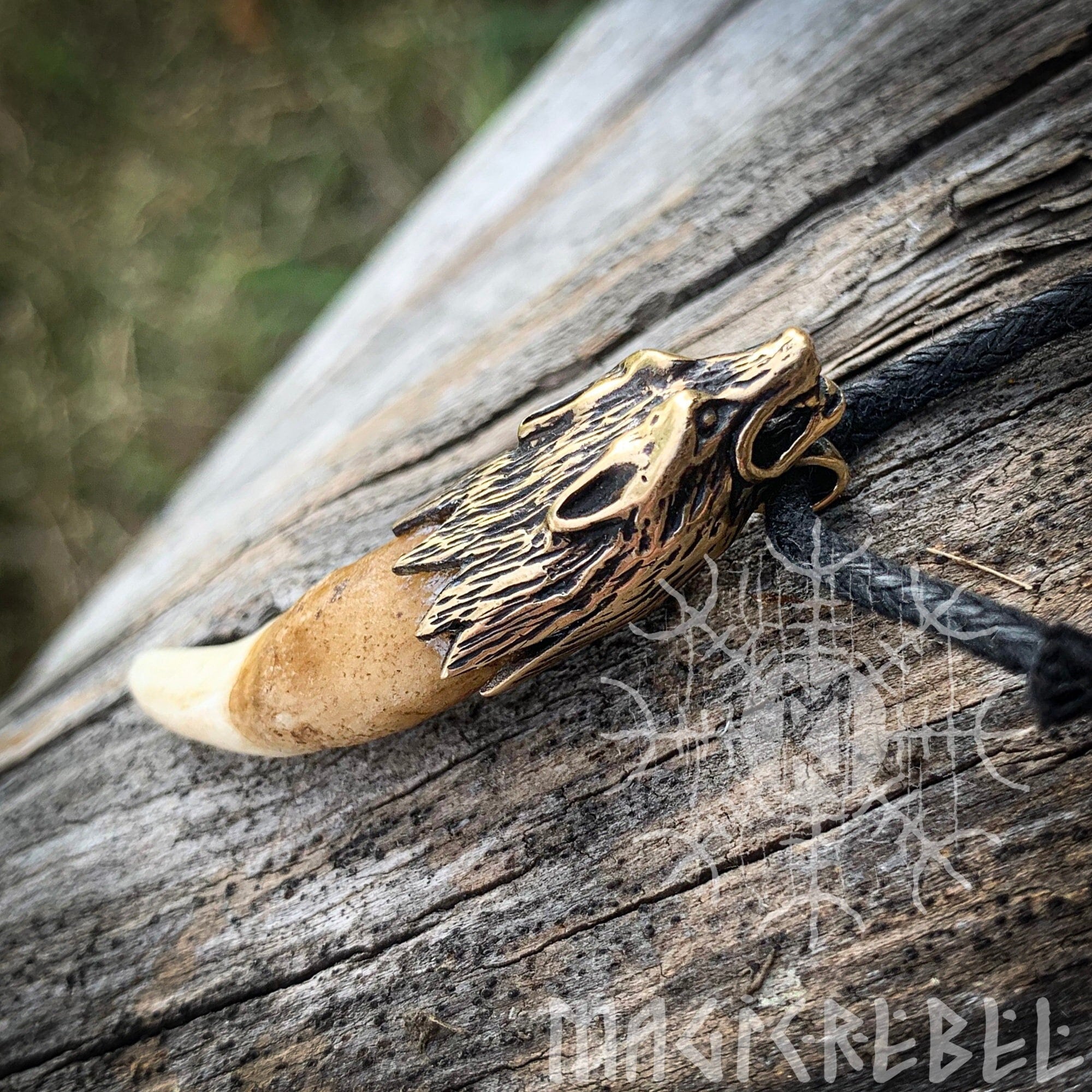 Wolf Fang, Wolf Tusk, Wolf Head, Viking Pendant, Pagan Pendant, Tribal Pendant, Nordic Medieval Bronze Amulet Necklace