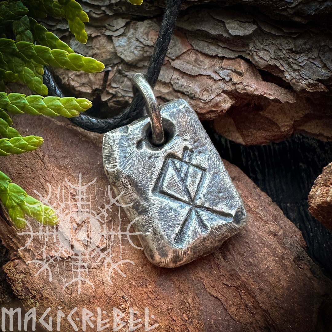 Wolf Rune Bind Wolf Rune Stone, Sterling Silver Fenrir Pendant, Bindrune Nordic ...