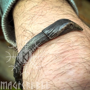 Forged Iron Arm Ring, Ravens Forged Bracelet, Odin Bracelet, Viking Bracelet, Medieval Nordic Torc, Costume Reenactment LARP
