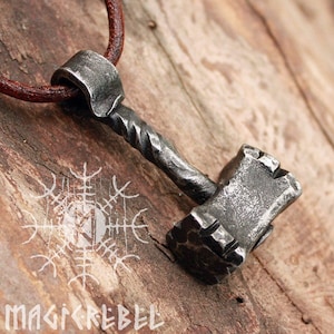 Mjolnir, Thor Hammer, Viking hammer, Stainless Steel, Forged Iron pendant, Handmade Heavy Hunting Tool Pendant Blacksmith, Blacksmithing, Handmade Forge, Forged Jewelry, Viking Jewelry, Asgard, Odin Norse Mythology, Metal Jewelry, Jewelry Making Thor