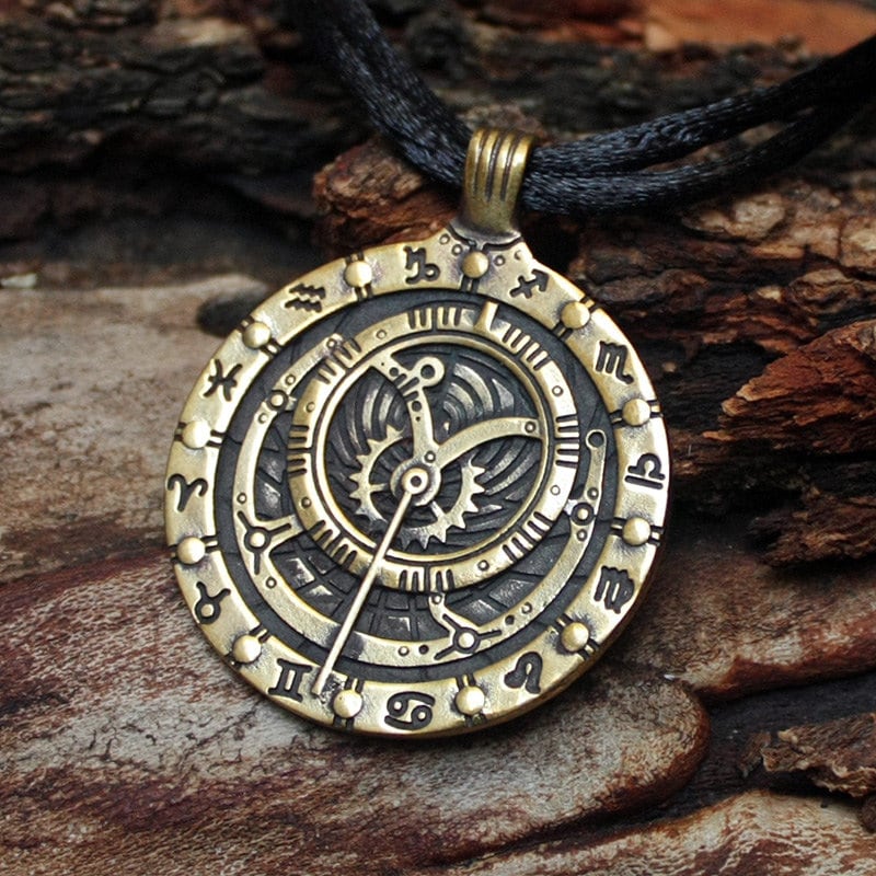 ブロンズ製アストロラーベ傾斜計天文学星座ペンダントネックレス